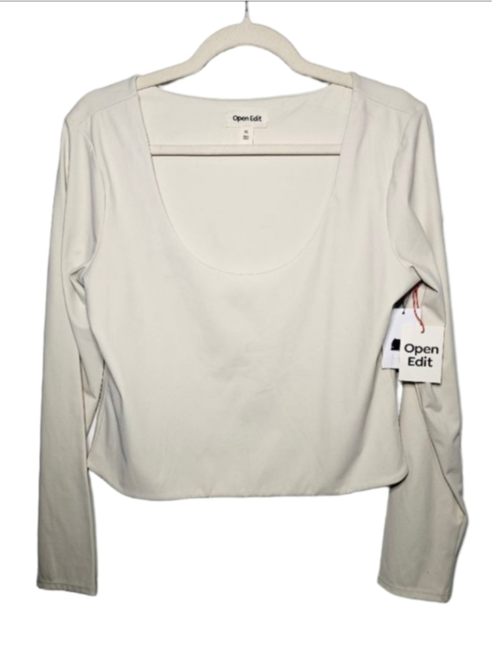 Open Edit Smooth Edit Scoop Neck Top Ivory Dove Slimming Double Lined XL NWT